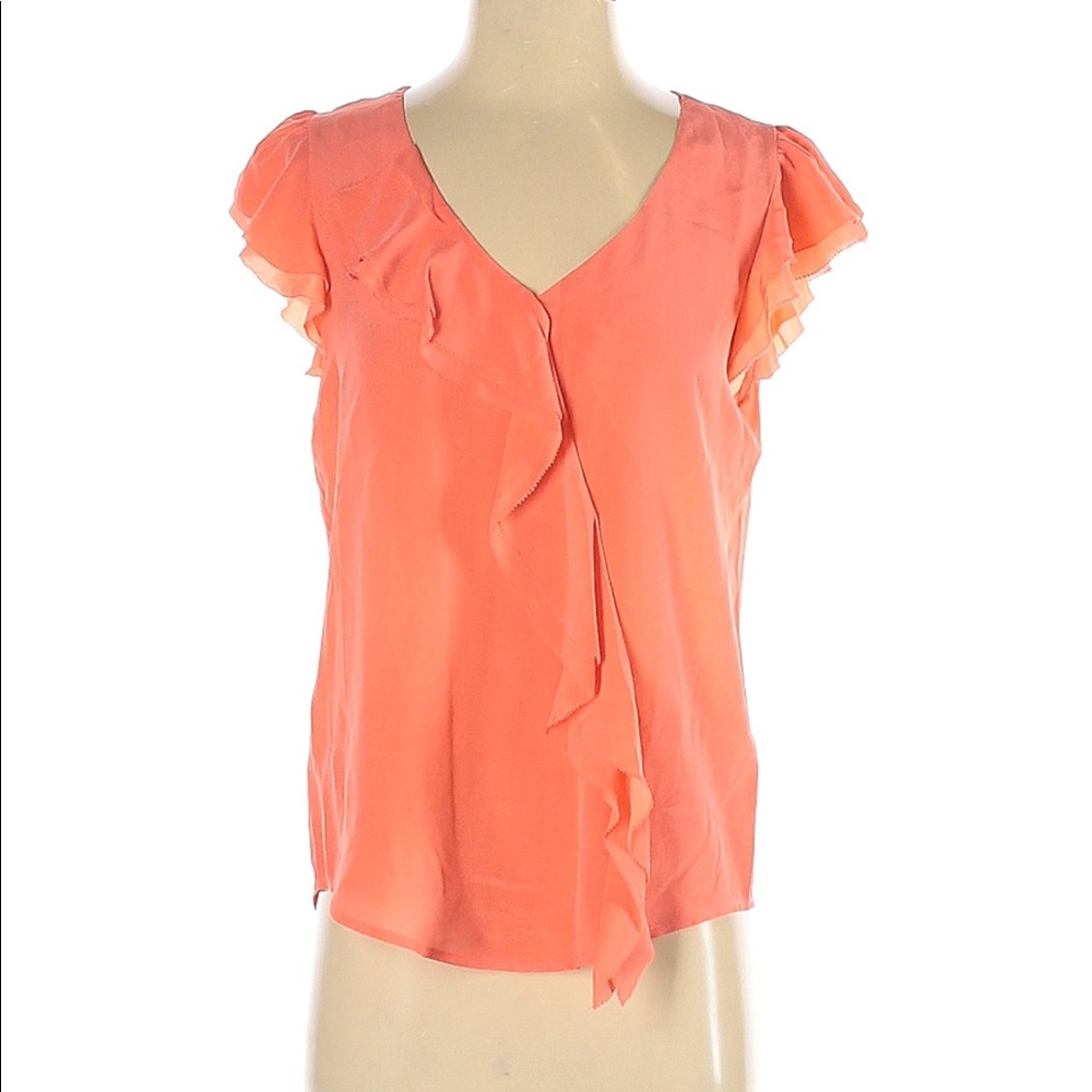 ANTHROPOLOGIE MAEVE SILK RUFFLE CAP SLEEVE BLOUSE